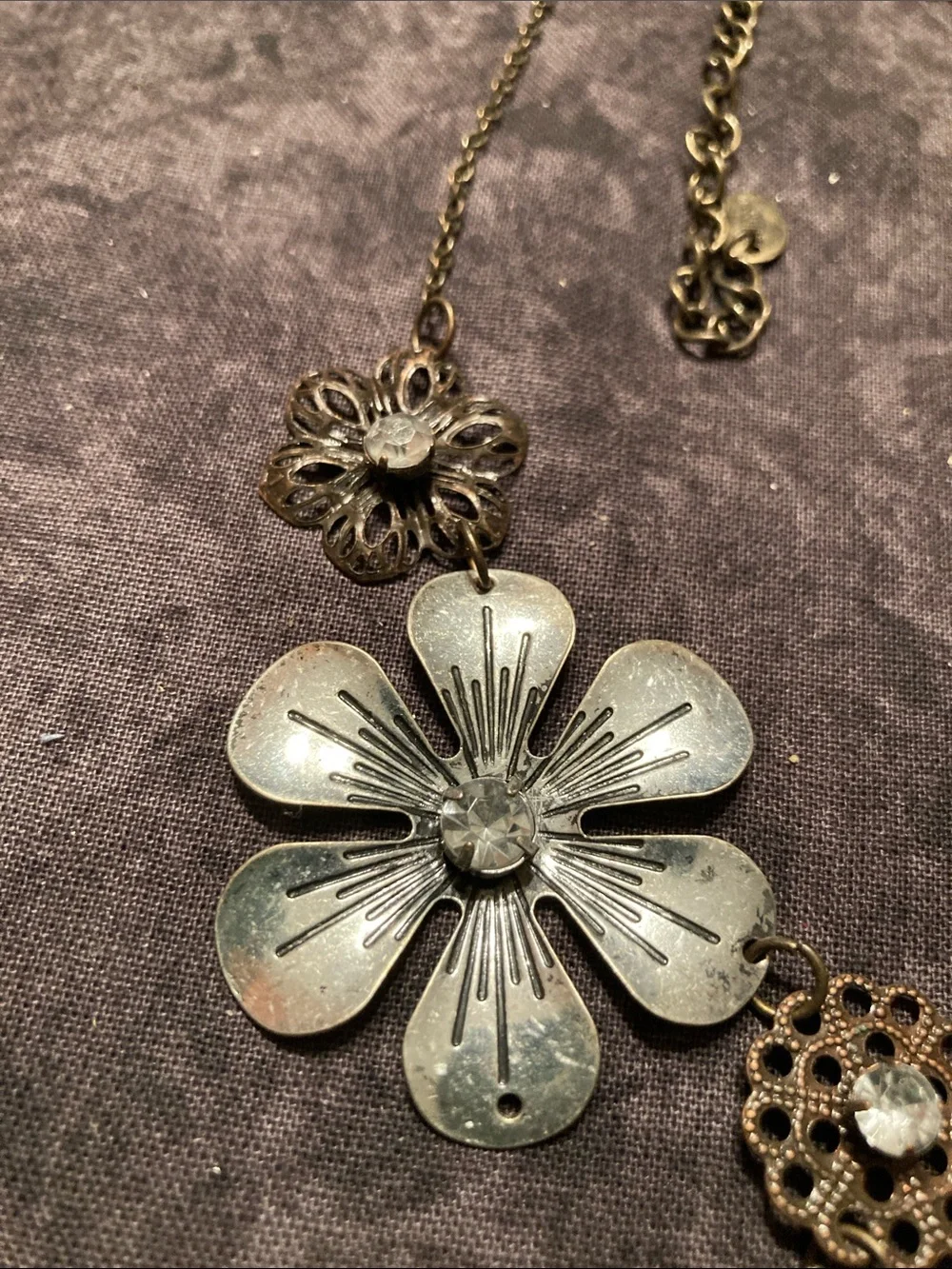 Floral Statement Necklace - Antique Mixed Metal
